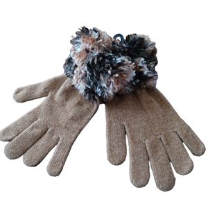 N W O T Furry Top Soft Gloves Women's One Size Tan/Multicolor Warm Stylish